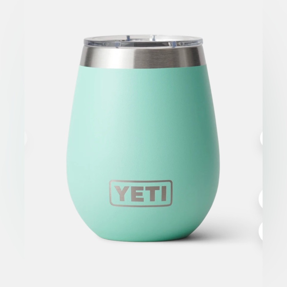 Yeti Rambler 10oz wine tumbler, Seafoam Blue, new with tags, open top